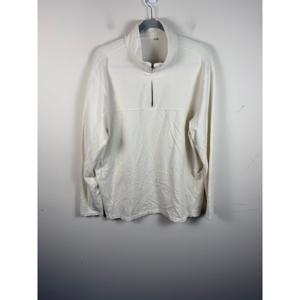 State and Liberty 2XL Off White Cream 1/4 Zip Pullover Sweatshirt‎ Cotton Mix